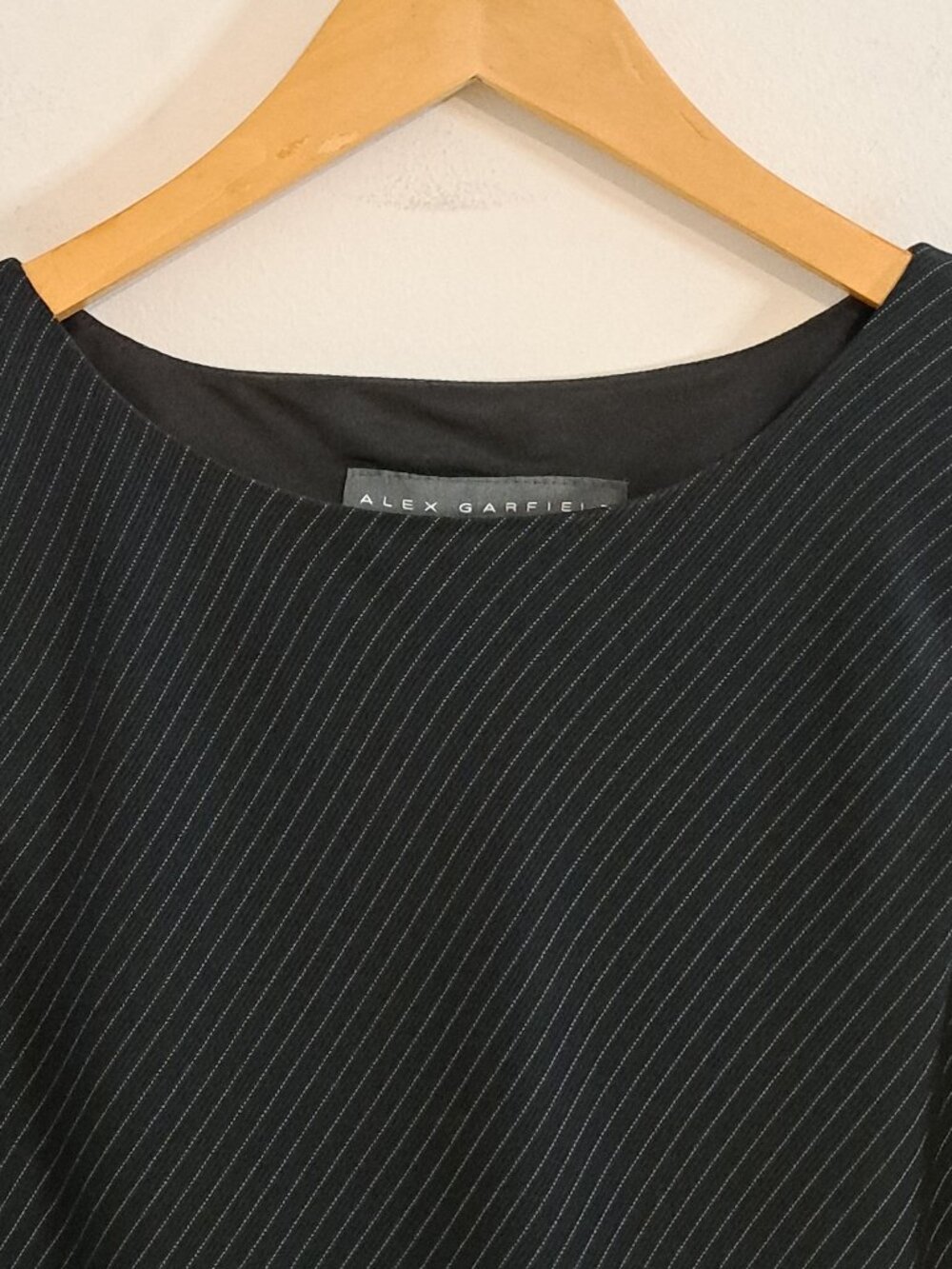 Alex Garfield Black White Pinstripes Lined Sleeveless Bias Dress Misses Size 6 - Picture 4 of 9
